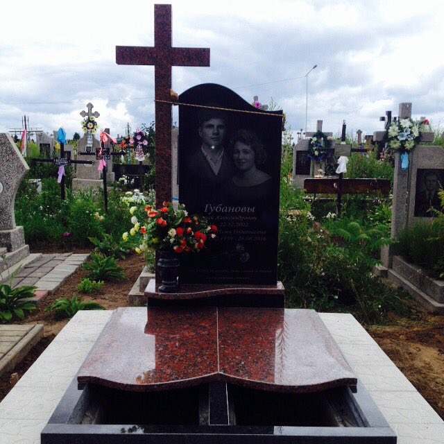 Подвійний пам'ятник сіра плитка Луцьк